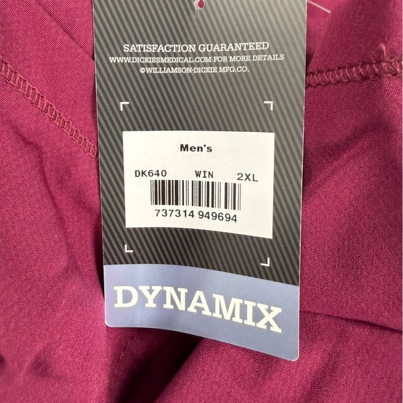 NWT Dickies Mens 2XL Scrub Top Dynamix Wine Burgundy Scrubs Stretch Uniform NEW - Picture 7 of 7